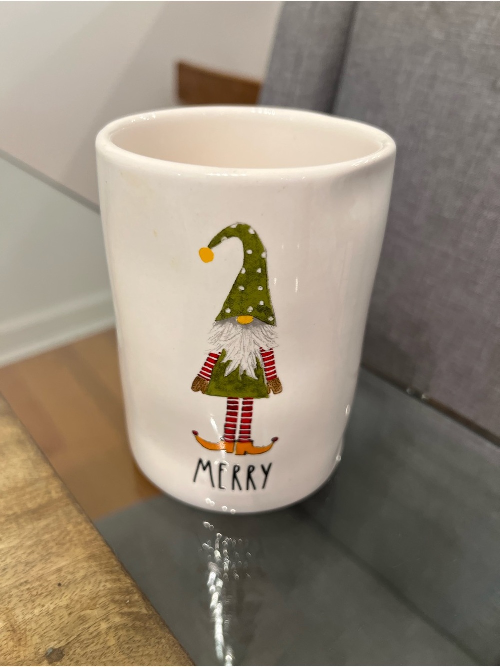 Christmas gnome graphic"MERRY" by Rae Dunn jar canister for utensils etc